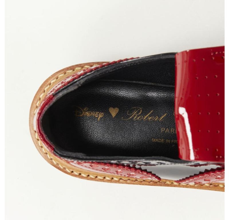 ROBERT CLERGERIE DISNEY Card Suits cut out fringed red black brogue EU36 For Sale 5