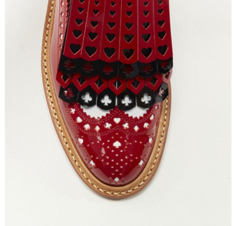ROBERT CLERGERIE DISNEY Card Suits cut out fringed red black brogue EU36 For Sale 1