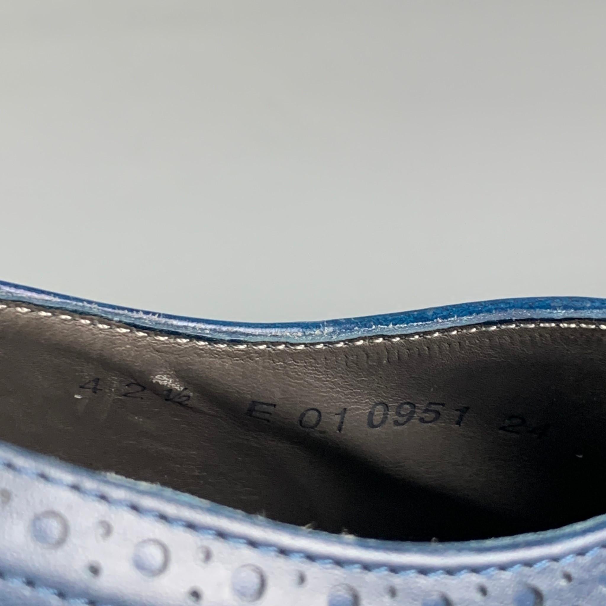ROBERT CLERGERIE for J. FENESTRIER Size 9 Blue Perforated Leather Cap Toe Shoes In Good Condition In San Francisco, CA