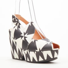 ROBERT CLERGERIE Louise Gray 2013 black white AGN graphic wedge heels EU37