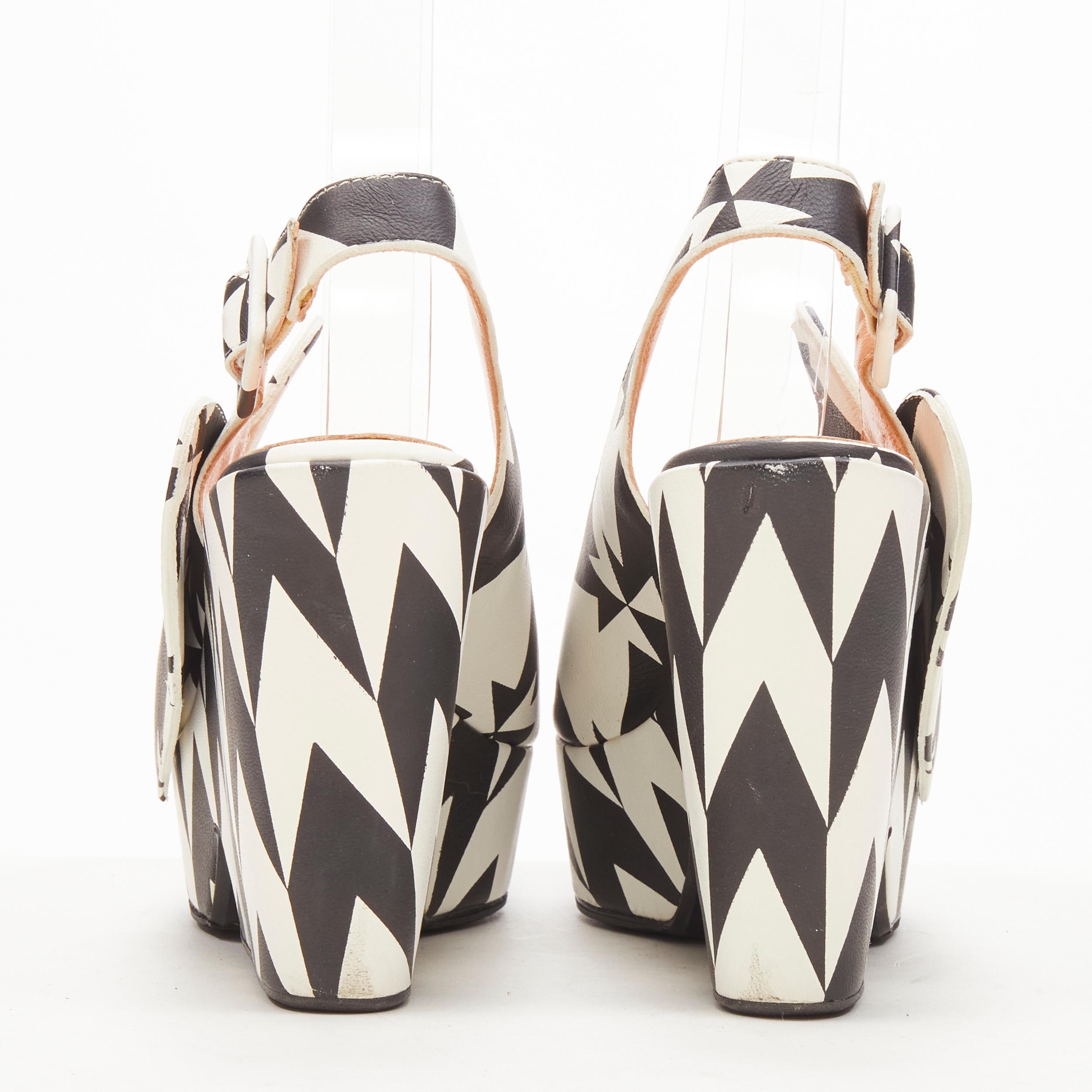 ROBERT CLERGERIE Louise Gray 2013 black white AGN graphic wedge heels EU37 1