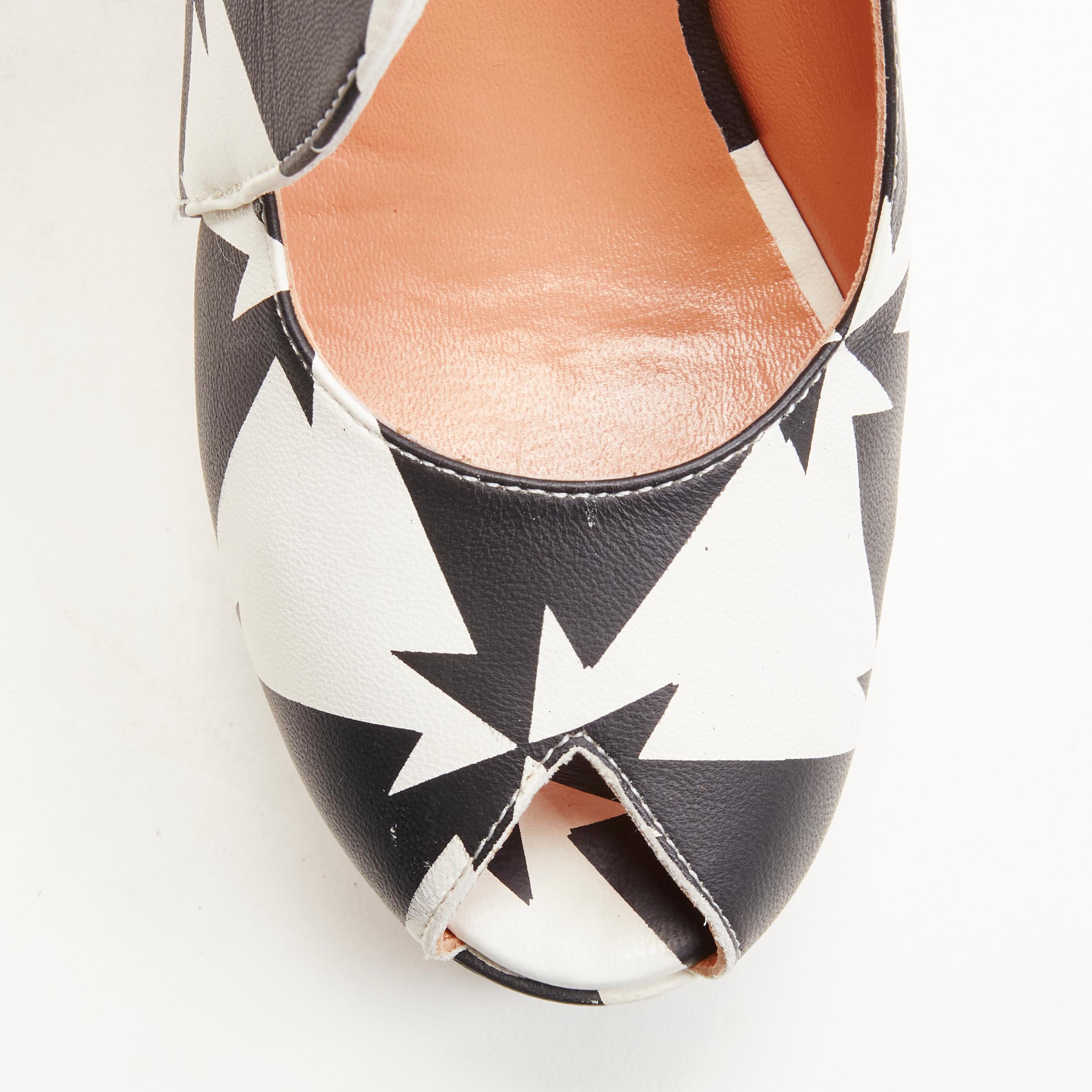 ROBERT CLERGERIE Louise Gray 2013 black white AGN graphic wedge heels EU37 2