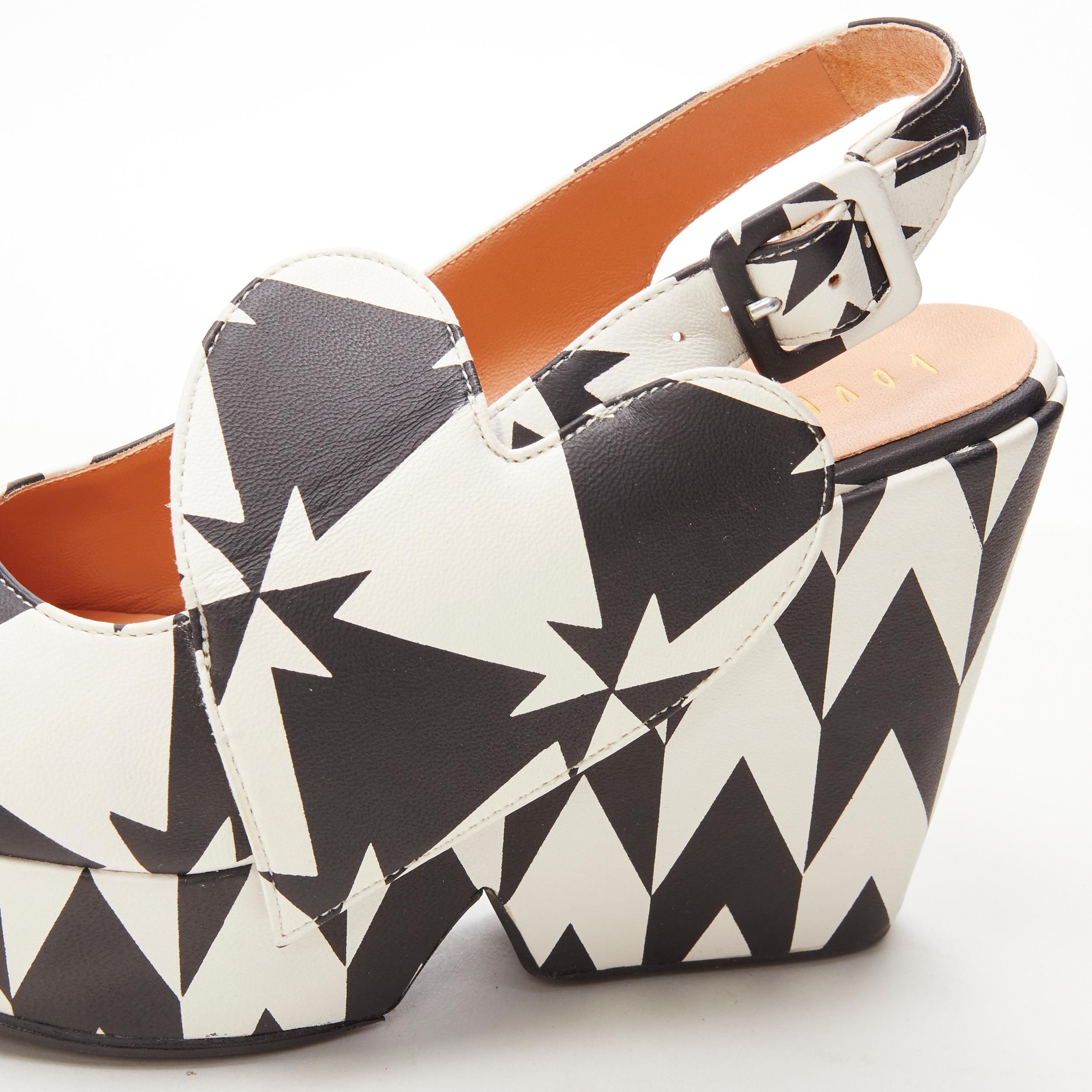 ROBERT CLERGERIE Louise Gray 2013 black white AGN graphic wedge heels EU37 4