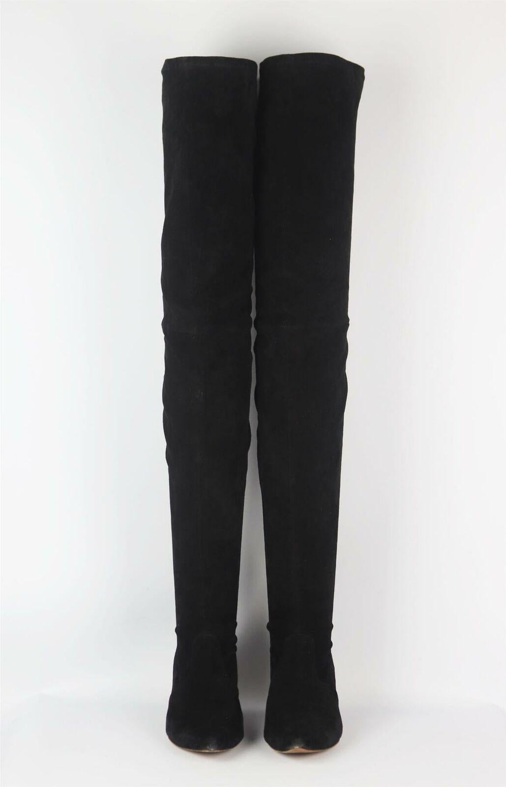 Überknee-Stiefel aus Wildleder von Robert Clergerie (Schwarz)