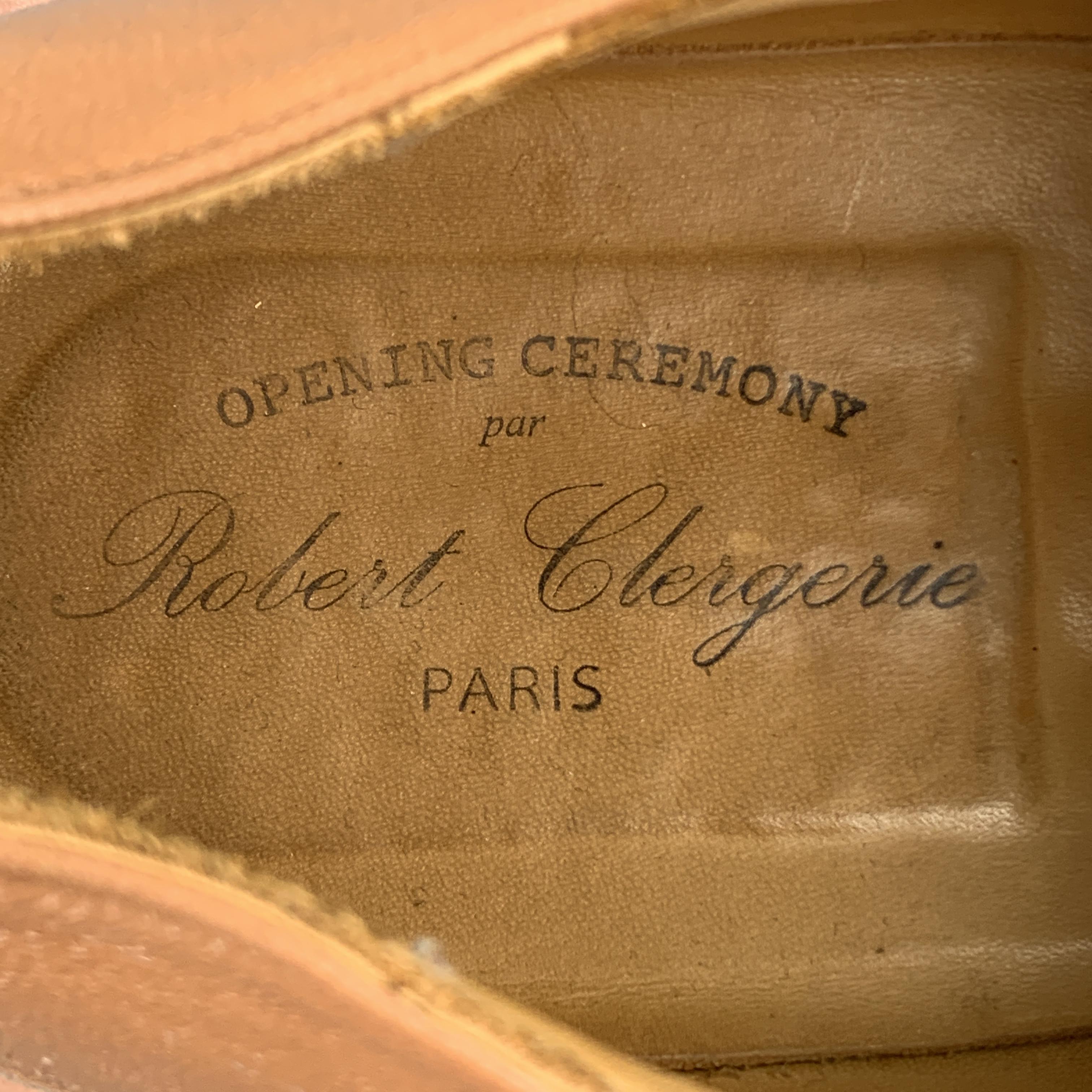 ROBERT CLERGERIE Size 11 Tan Leather Lace Up See Through Sole Shoes 5