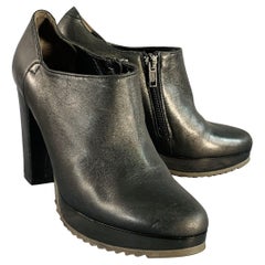 ROBERT CLERGERIE Size 6 Black Leather Side Zipper Platform Ankle Booties