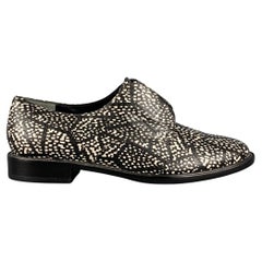 ROBERT CLERGERIE Size 7.5 Black White Leather Print Laceless Shoes