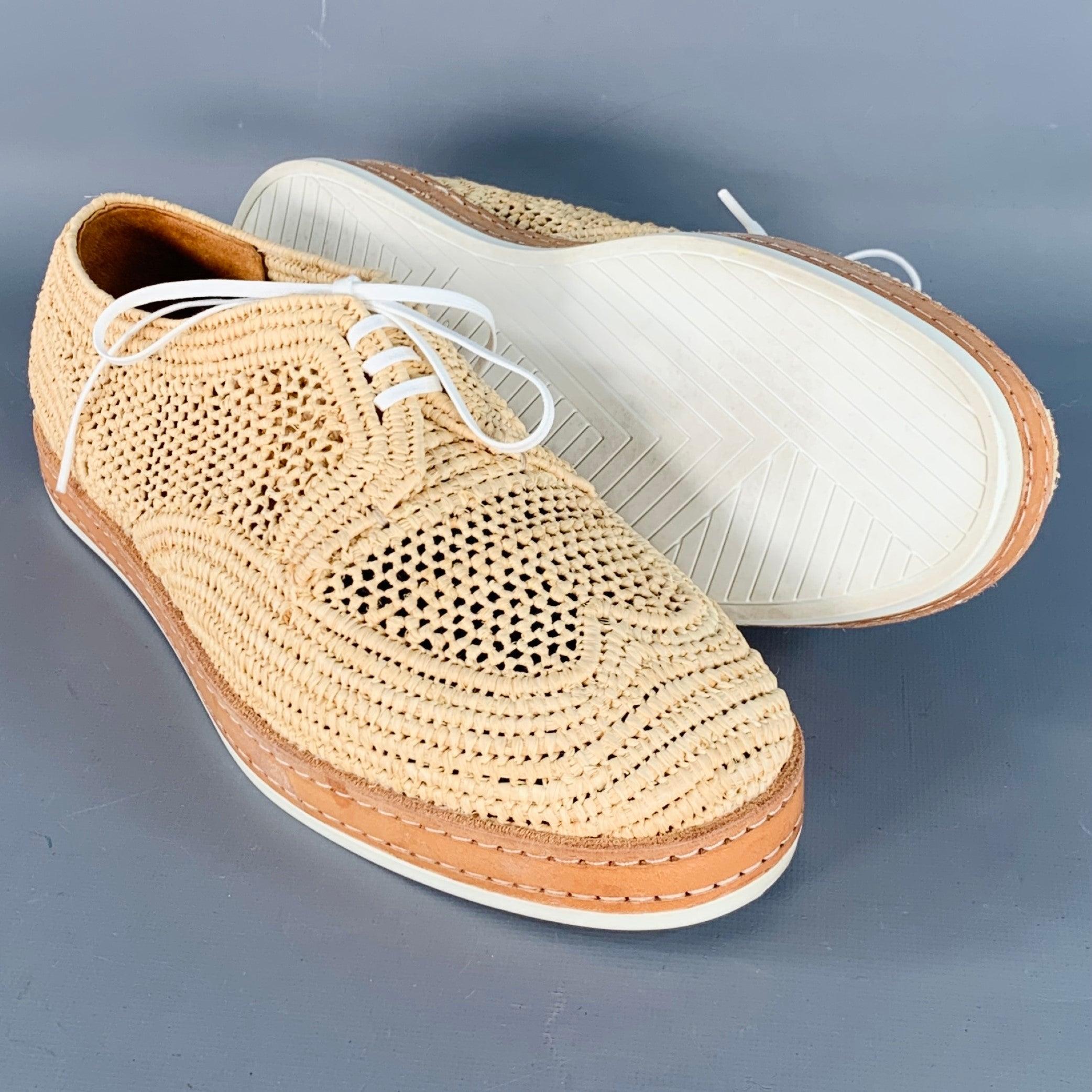 Uomo ROBERT CLERGERIE Taglia 8 Scarpe con lacci in rafia intrecciata naturali in vendita