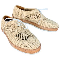 ROBERT CLERGERIE Taglia 8 Scarpe con lacci in rafia intrecciata naturali