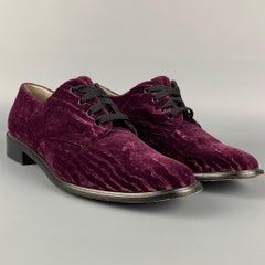 ROBERT CLERGERIE Size 8.5 Purple Velvet Jacquard Lace Up Shoes