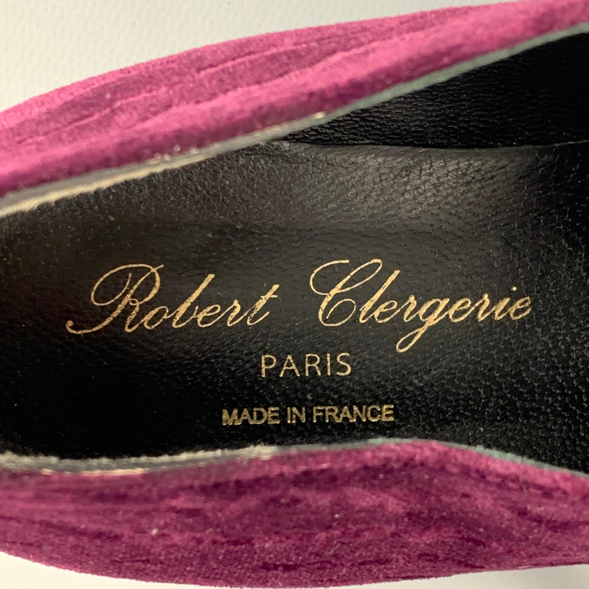ROBERT CLERGERIE Size 8.5 Purple Velvet Jacquard Lace Up Shoes In Good Condition In San Francisco, CA