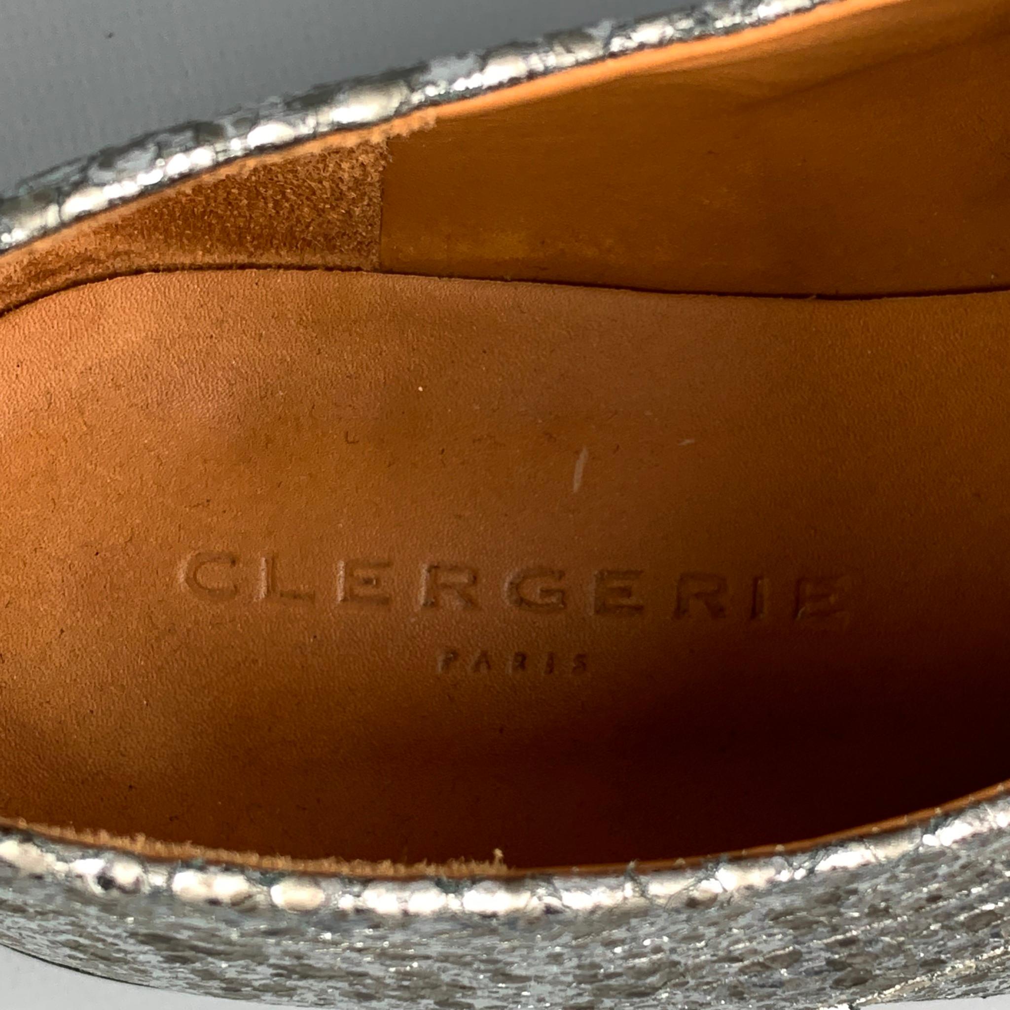 ROBERT CLERGERIE Size 8.5 Silver Leather Metallic Lace Up Shoes In Good Condition In San Francisco, CA