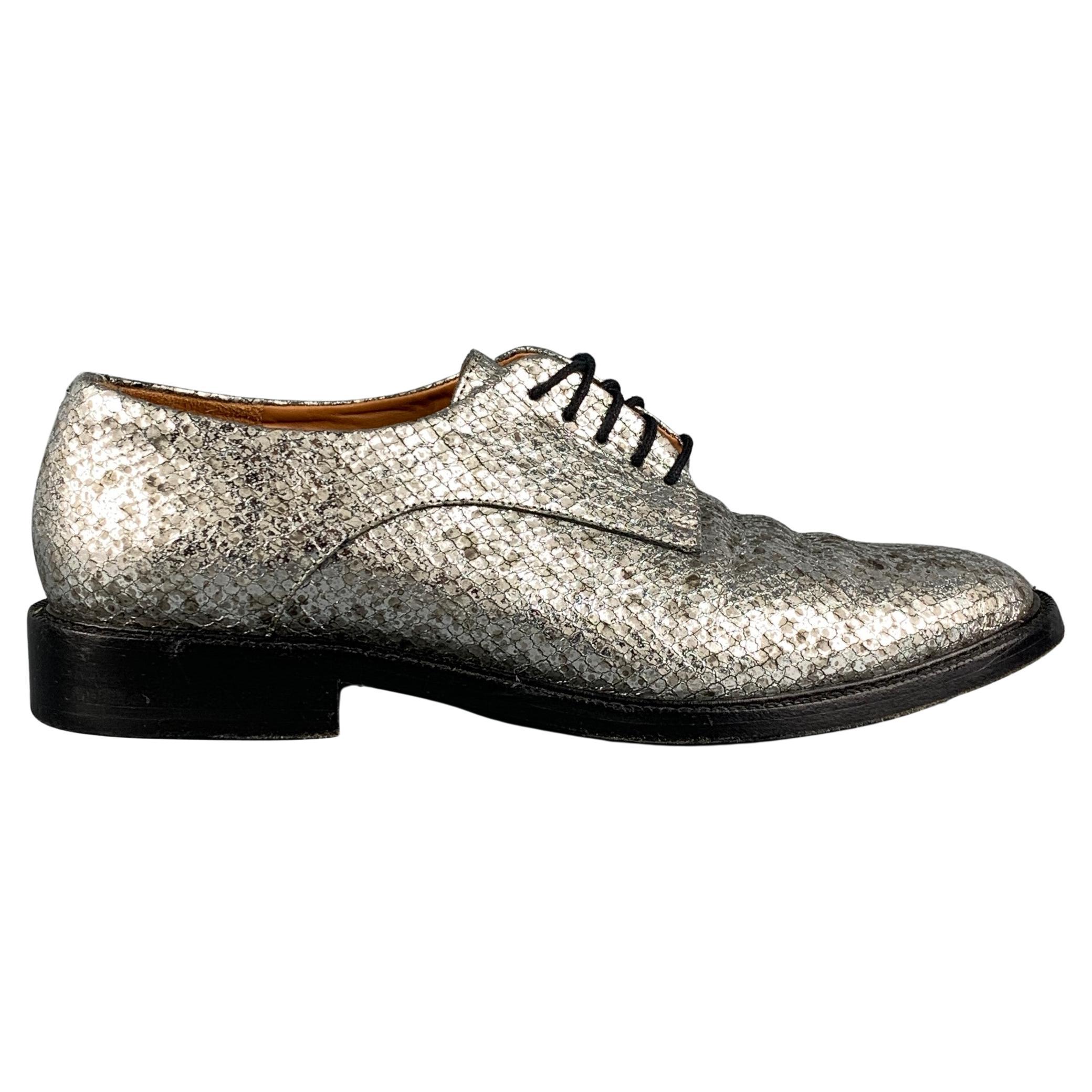 ROBERT CLERGERIE Size 8.5 Silver Leather Metallic Lace Up Shoes For Sale at  1stDibs