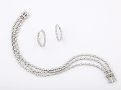 Roberto Coin 18K White Gold & Diamond Tennis Bracelet and Hoop Earrings