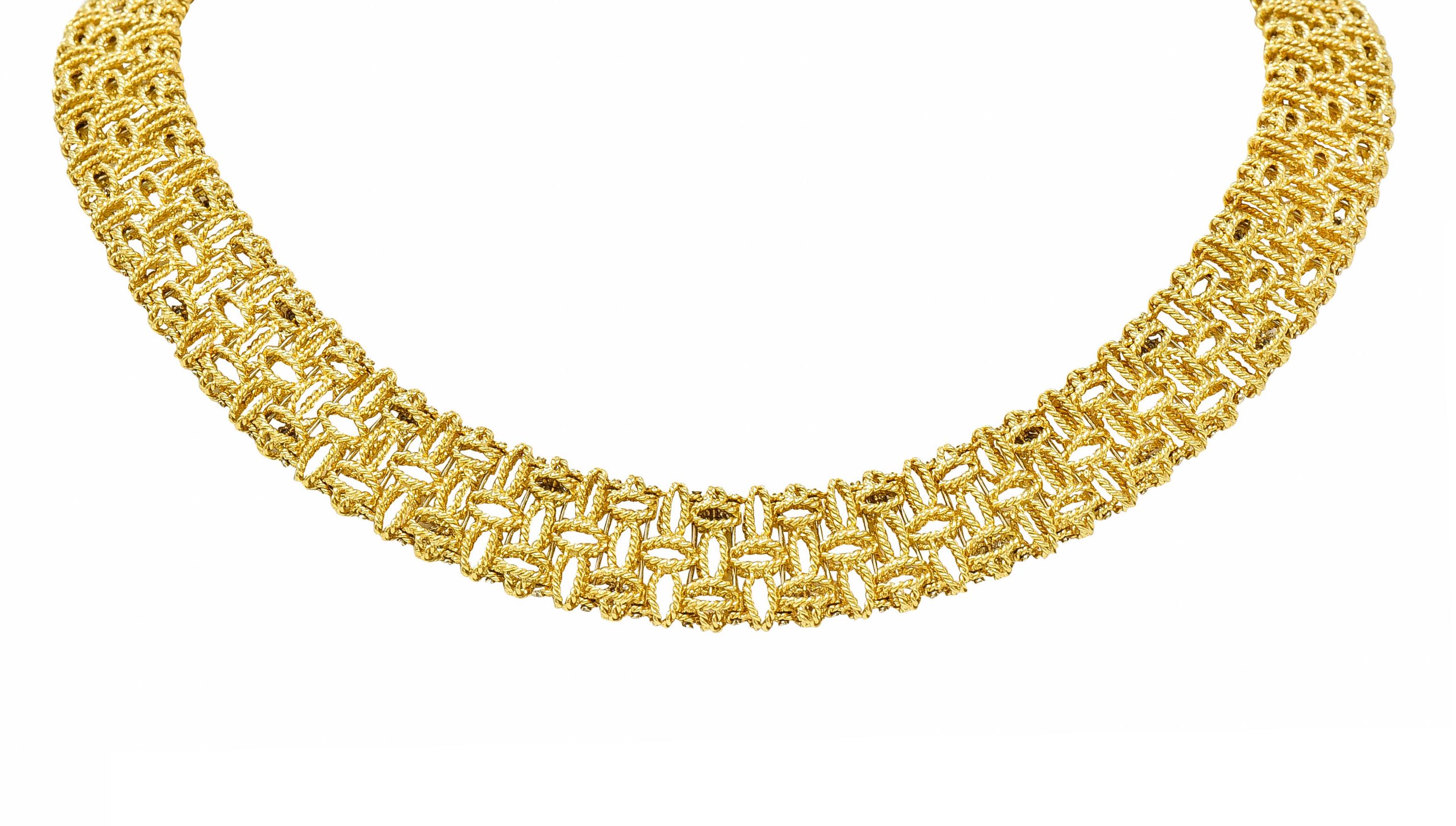 Robert Coin Diamond 18 Karat Yellow Gold Petals Collar Necklace 2