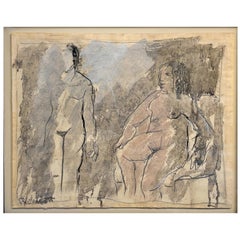 Due nudi femminili Pittura espressionista afroamericana Smith Tower Gallery