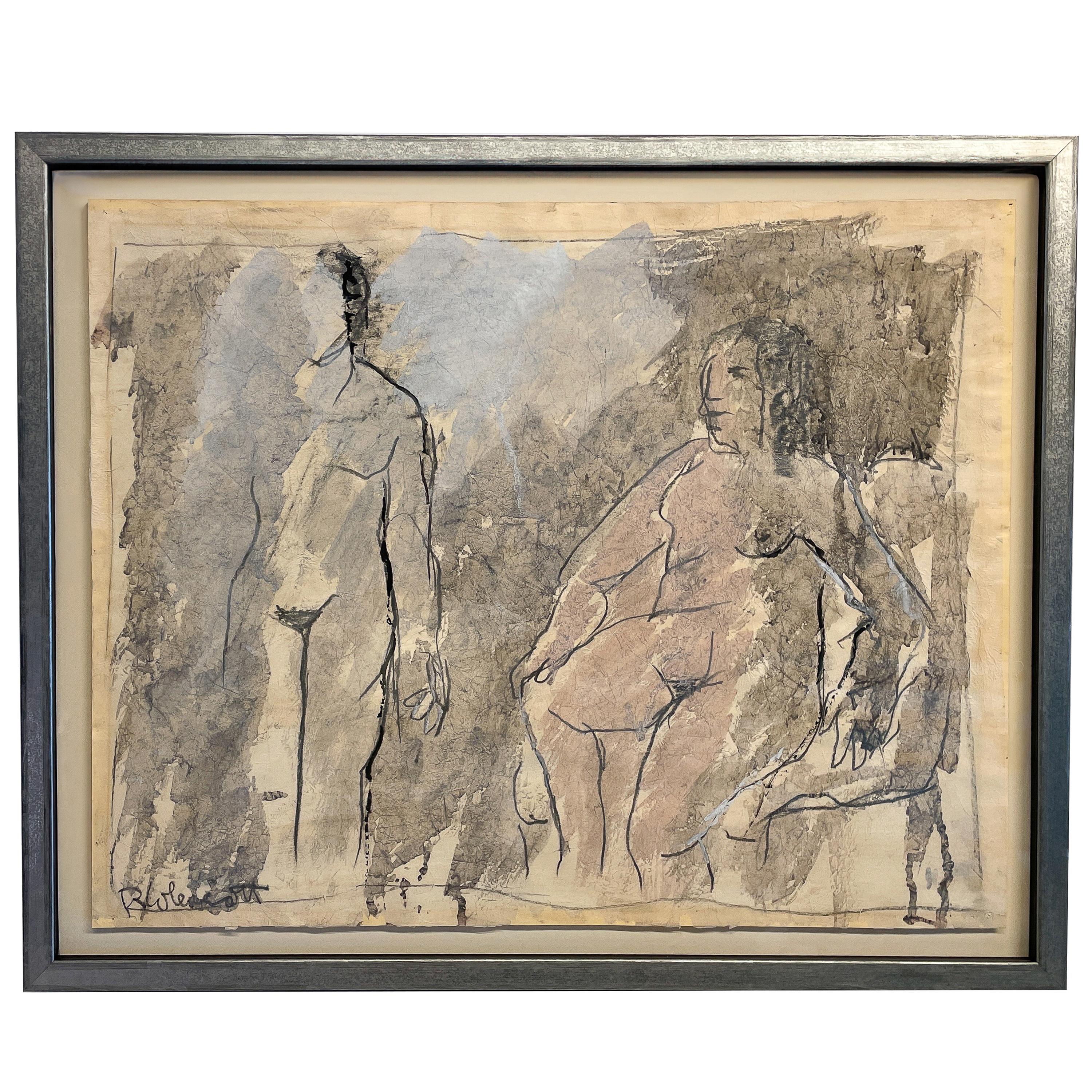 Pintura afroamericana Dos desnudos femeninos "Conversación" Galería Torre Smith