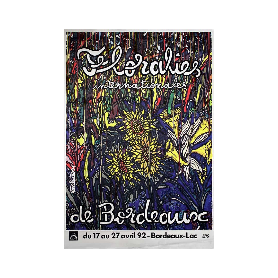 Affiche originale de 1992 de l'artiste français Robert Combas - Floralies Internationales en vente 1