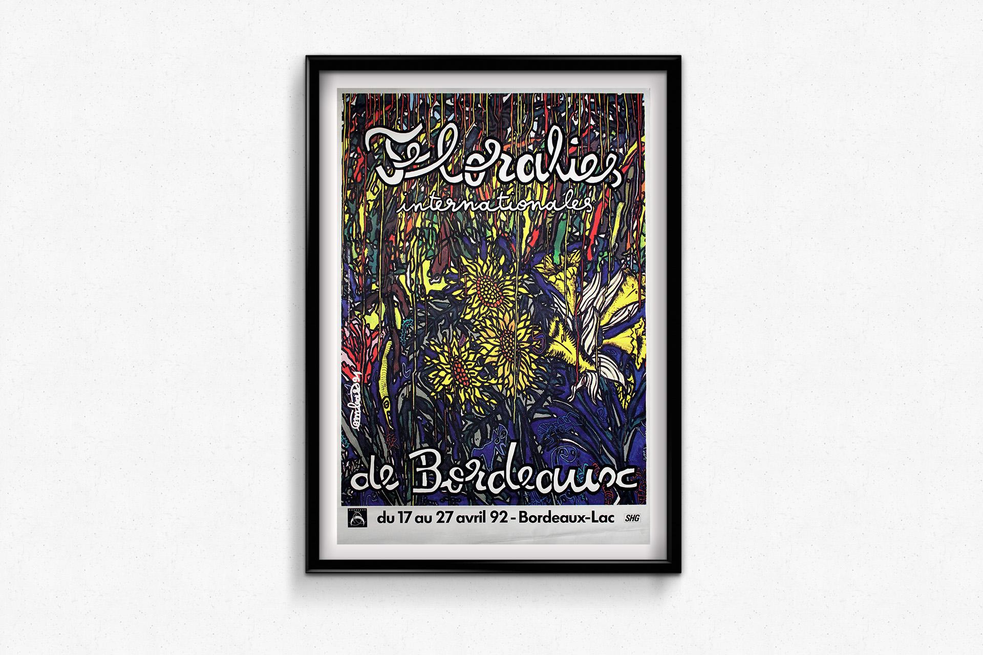 Affiche originale de 1992 de l'artiste français Robert Combas - Floralies Internationales en vente 3