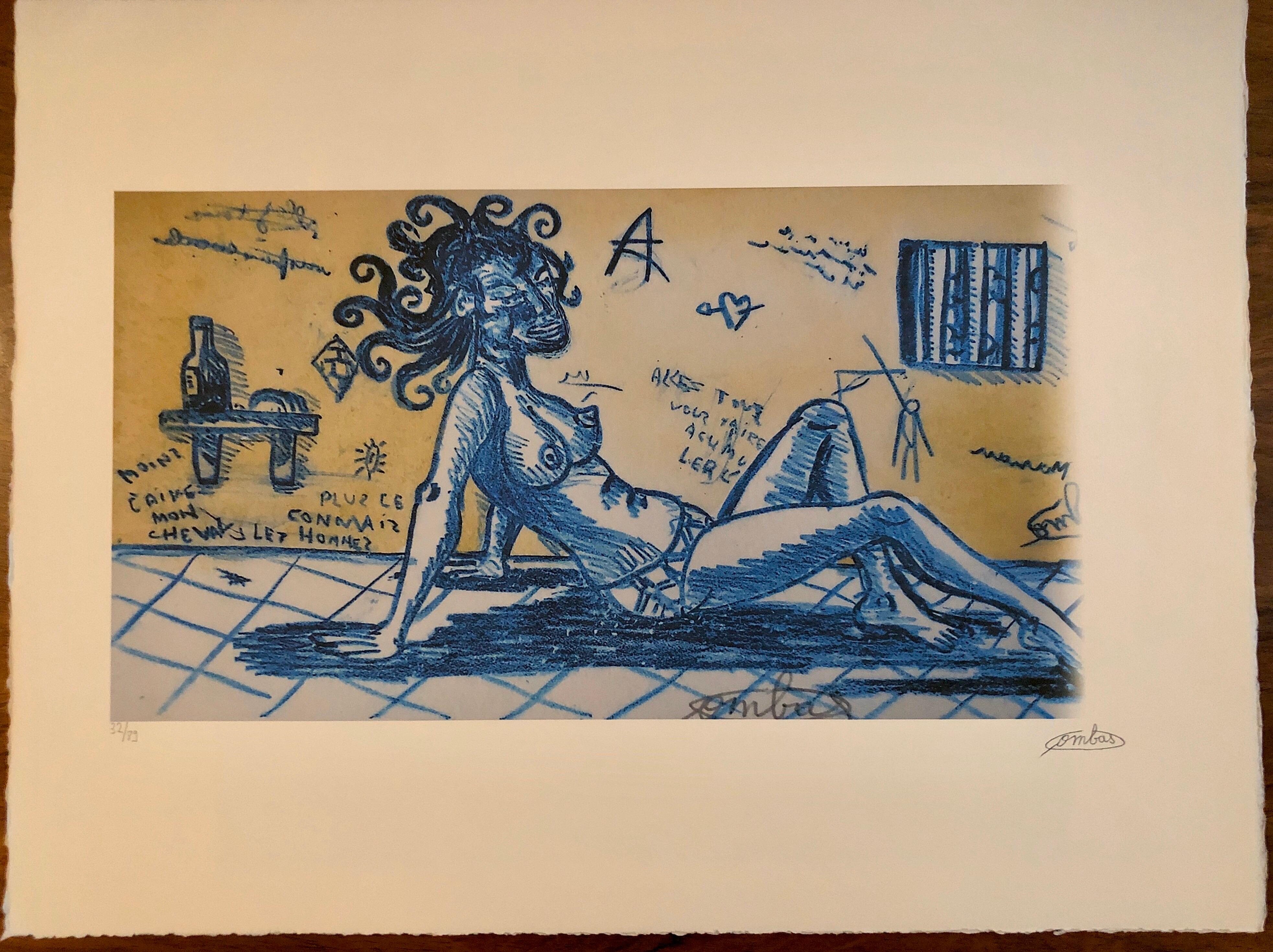 Robert Combas Nude Print - French Artist Print Limited Edition number 32/89 with Editing certificate, 2011