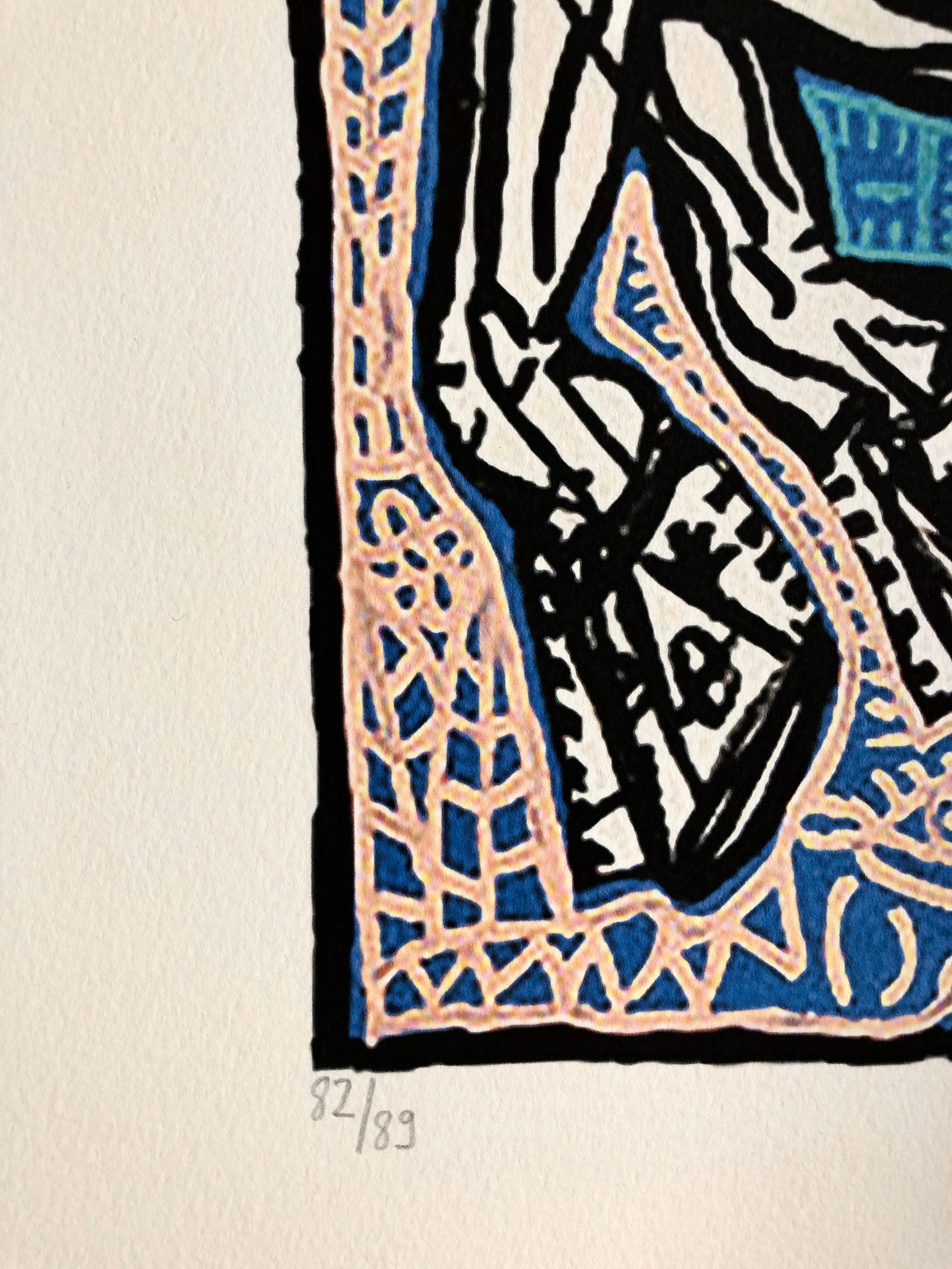 Artiste français Le Cheval Bleu Edition limitée n° 82/89 avec certificat d'édition 2