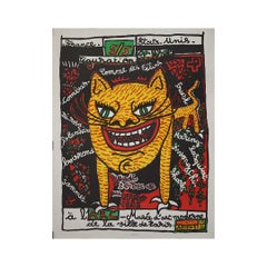 Original 1985 Robert Combas "France États-Unis 5/5 Comme des Félins" Poster