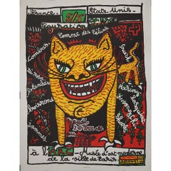 Original 1985 Robert Combas "France États-Unis 5/5 Comme des Félins" Poster