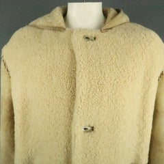 ROBERT COMSTOCK 42 Natural Solid Shearling Hooded Coat