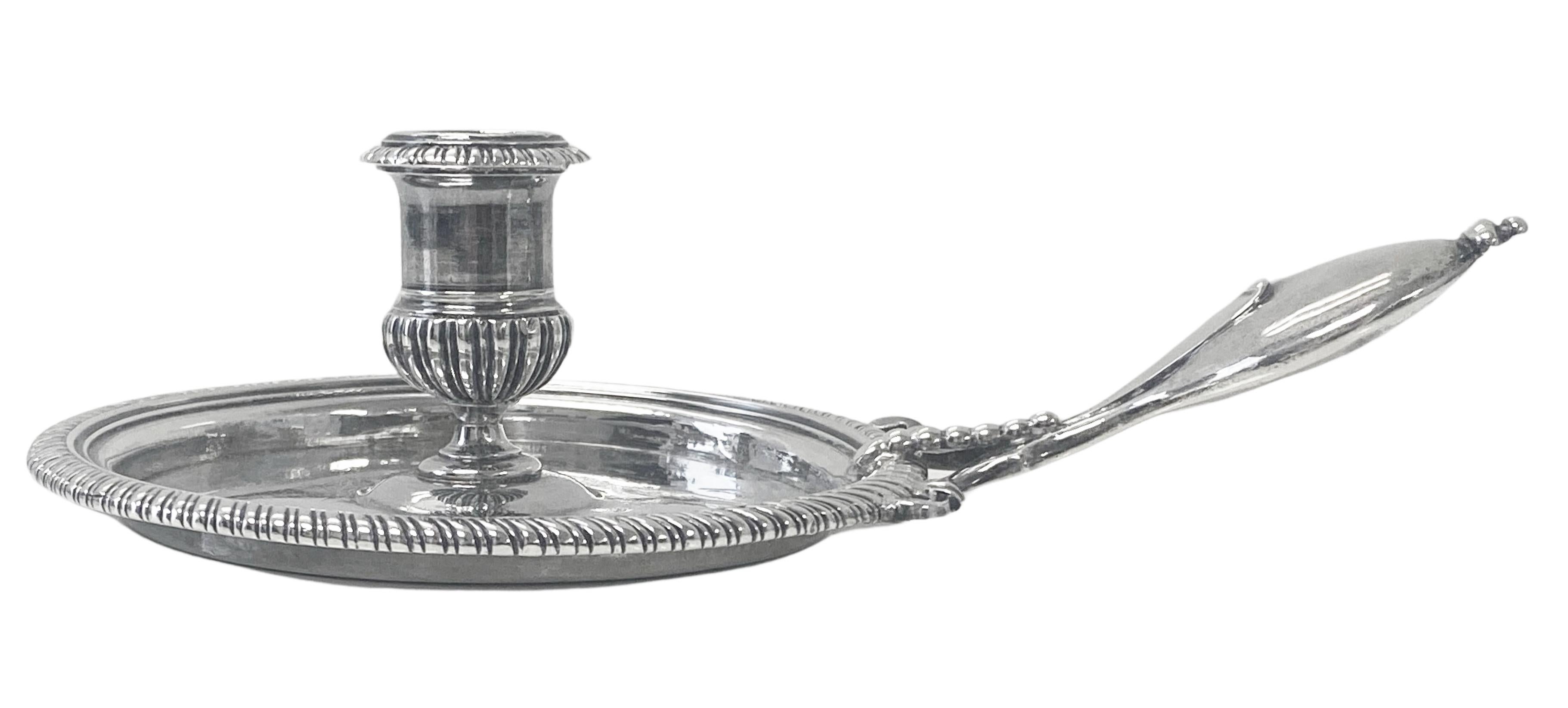 English Robert Cooper London 1708 Silver chamberstick Queen Anne Britannia standard