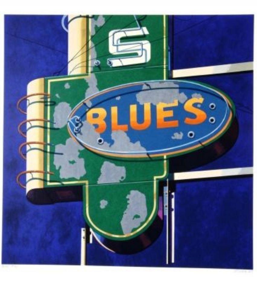 Robert Cottingham Print - American Signs Portfolio (Blues- Ed. 74)