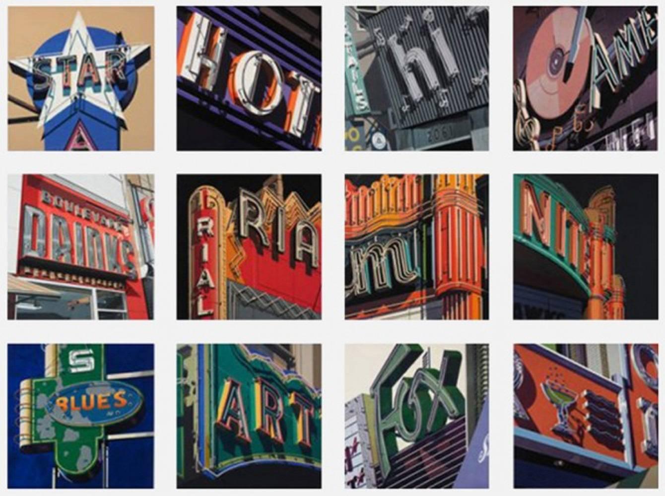 Robert Cottingham Landscape Print - American Signs Portfolio