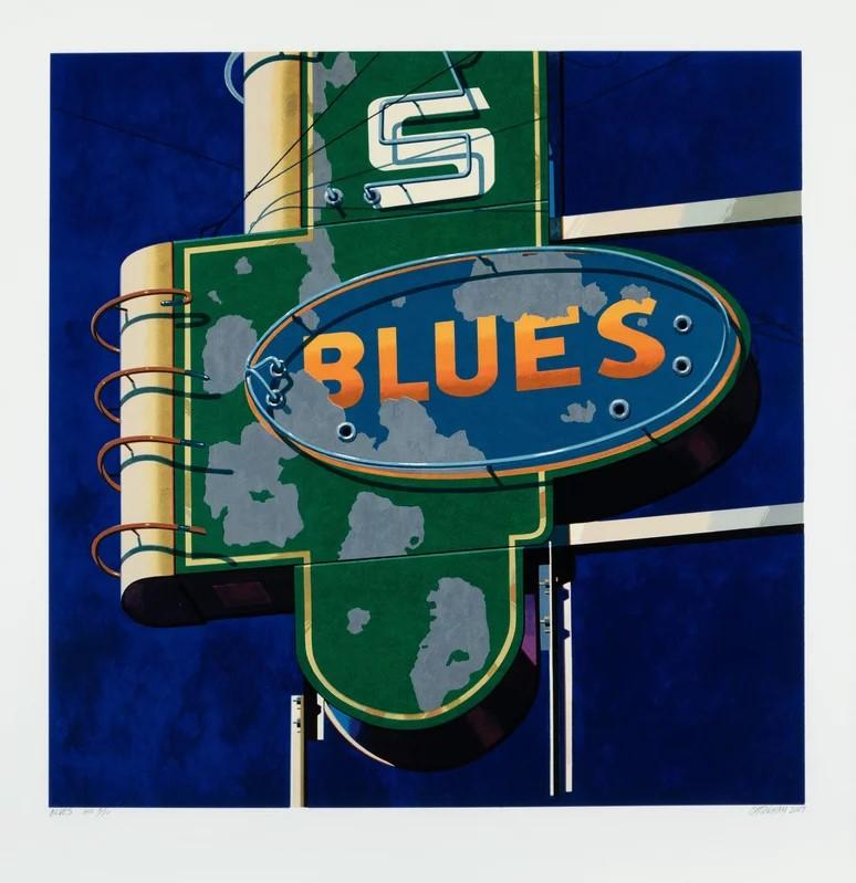 Blues, 2009 from American Signs - Print by Robert Cottingham