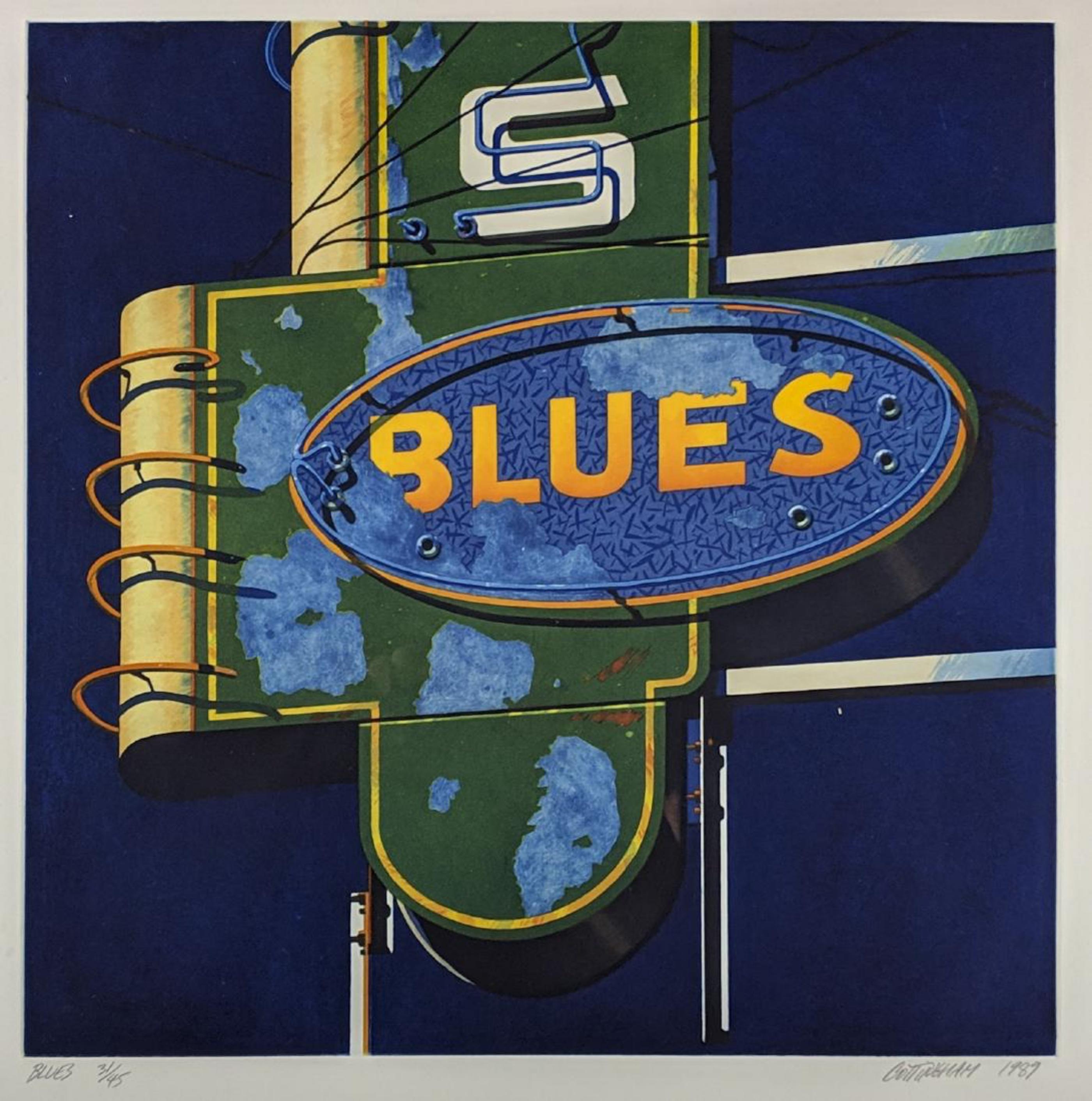 Robert Cottingham Figurative Print - Blues (The Original Edition)