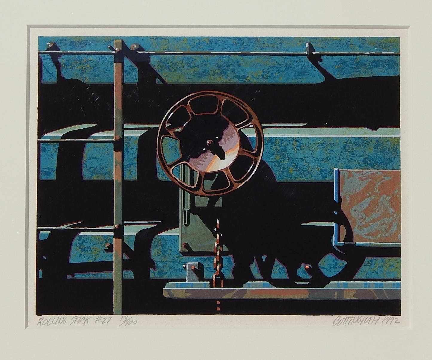 Robert Cottingham Color Woodblock, 1992, Rolling Stock #27 For Sale 2