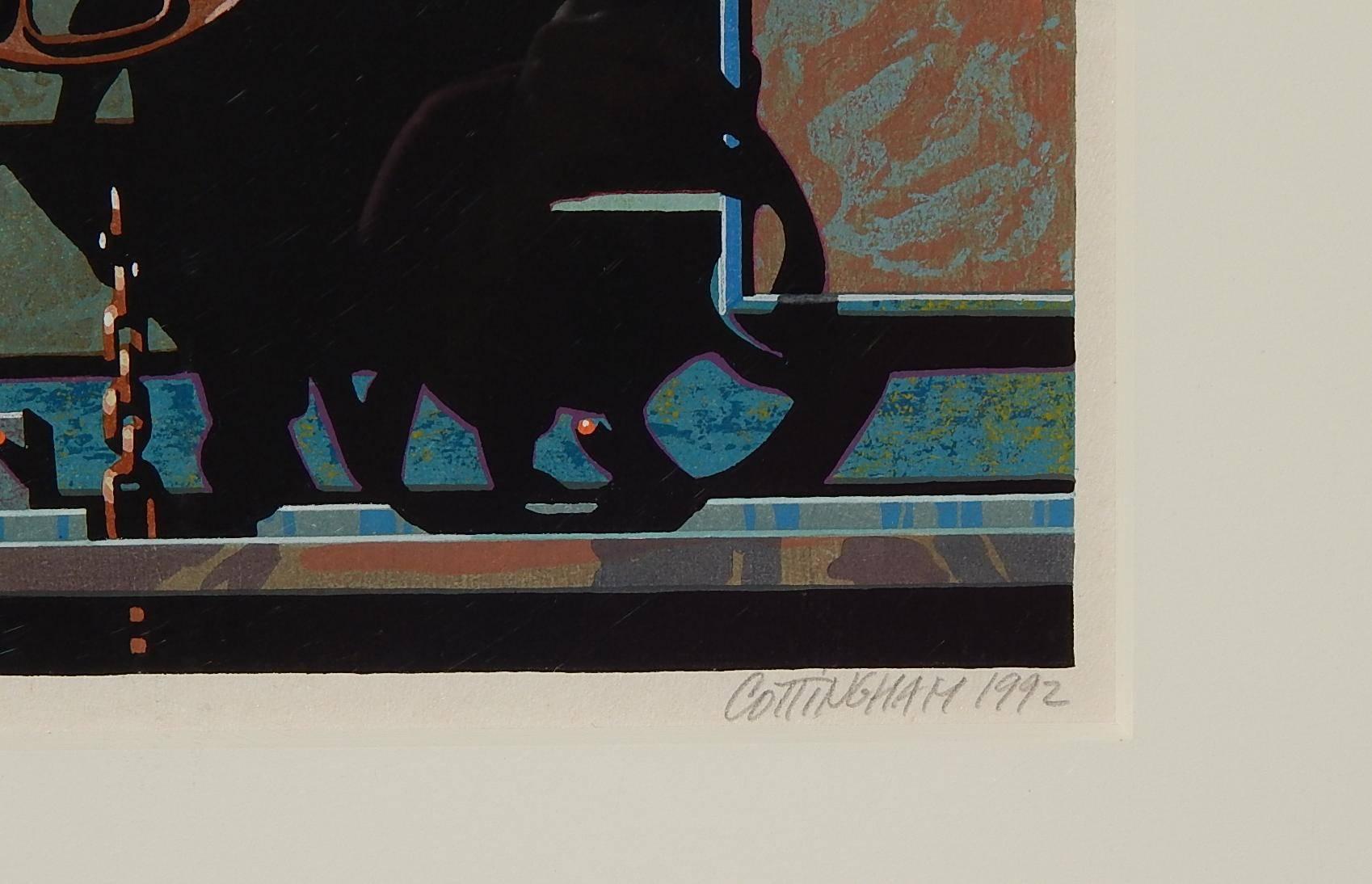 Robert Cottingham Color Woodblock, 1992, Rolling Stock #27 For Sale 3
