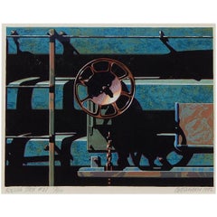 Robert Cottingham Farbholzschnitt, 1992, Rolling Stock #27