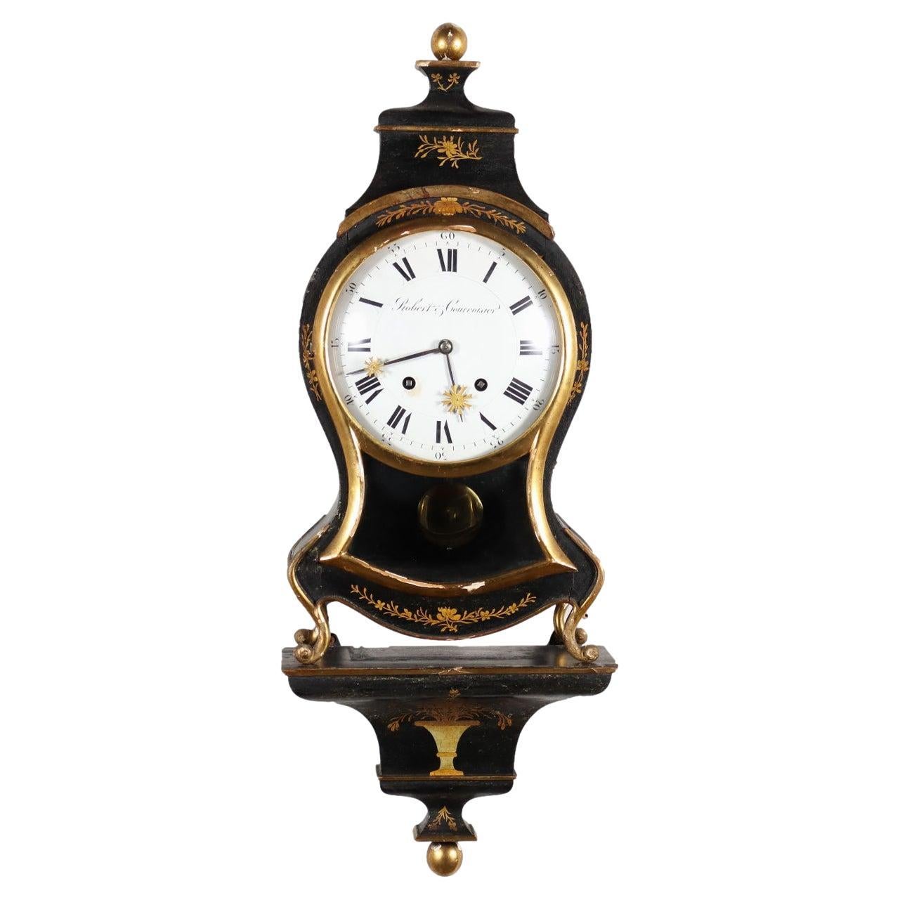 Robert & Courvoisier Clock Ebonized Wood Switzerland '700  