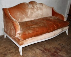 Andre Arbus Stil Robert Couturier Pfirsich Samt Post Modern Sofa