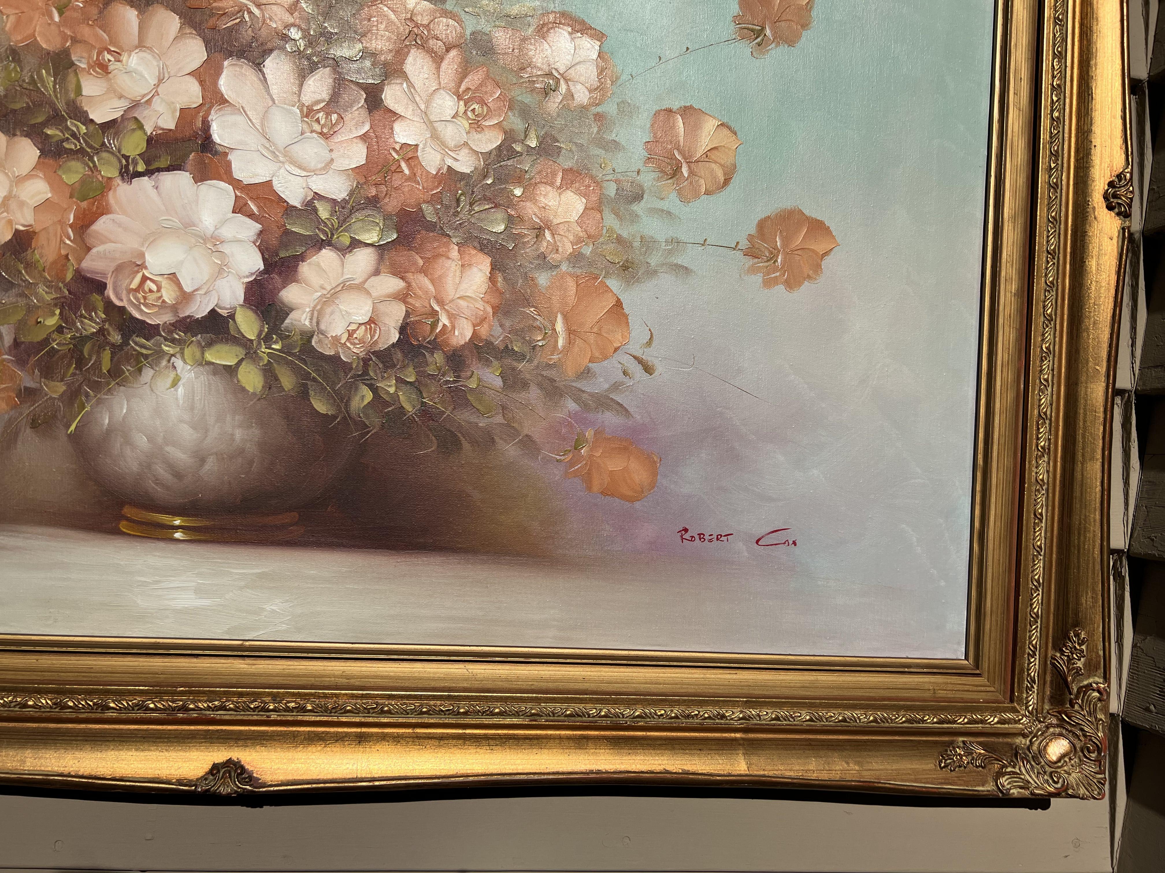 Artista quotato Robert COX (1934-2001) Pittura a olio su tela Natura morta, Fiori 1