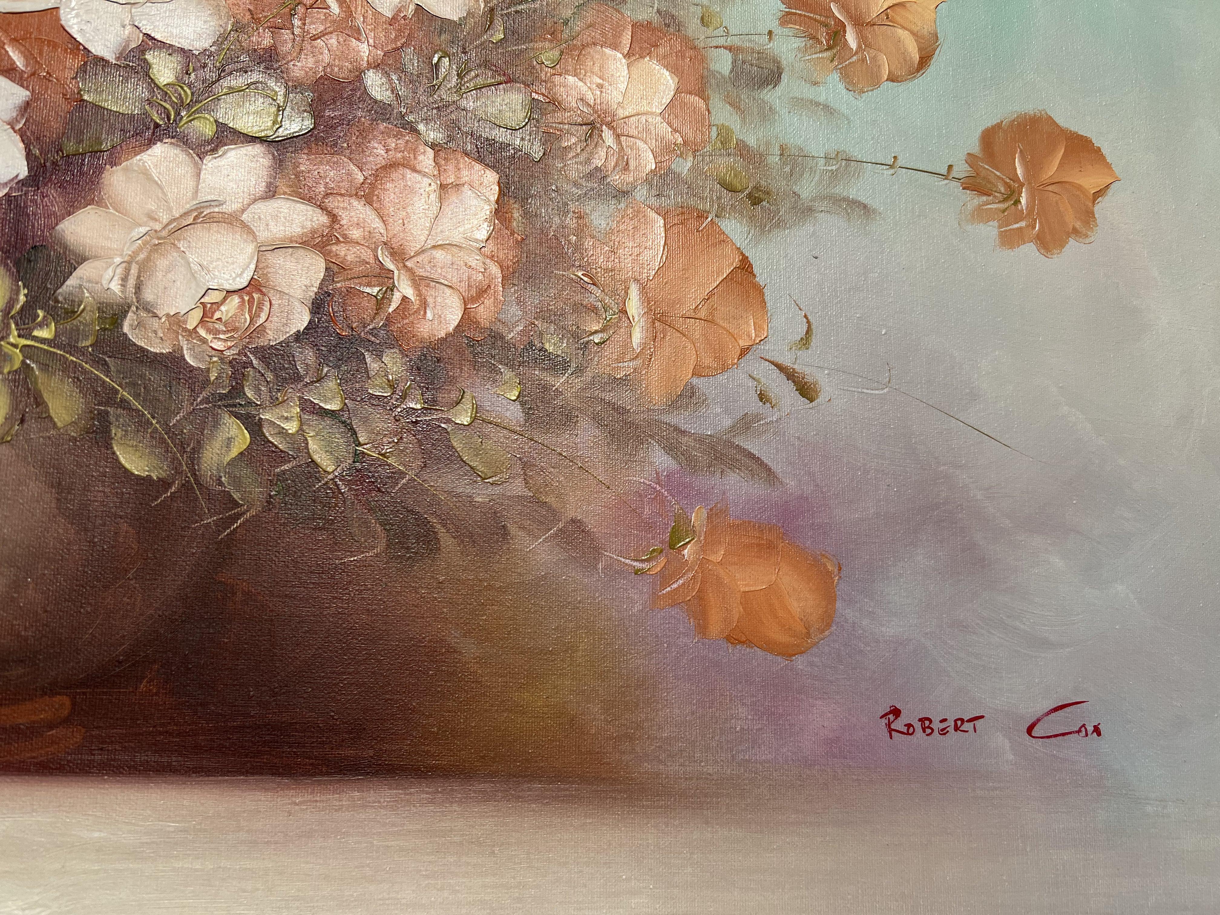 Artista quotato Robert COX (1934-2001) Pittura a olio su tela Natura morta, Fiori 2
