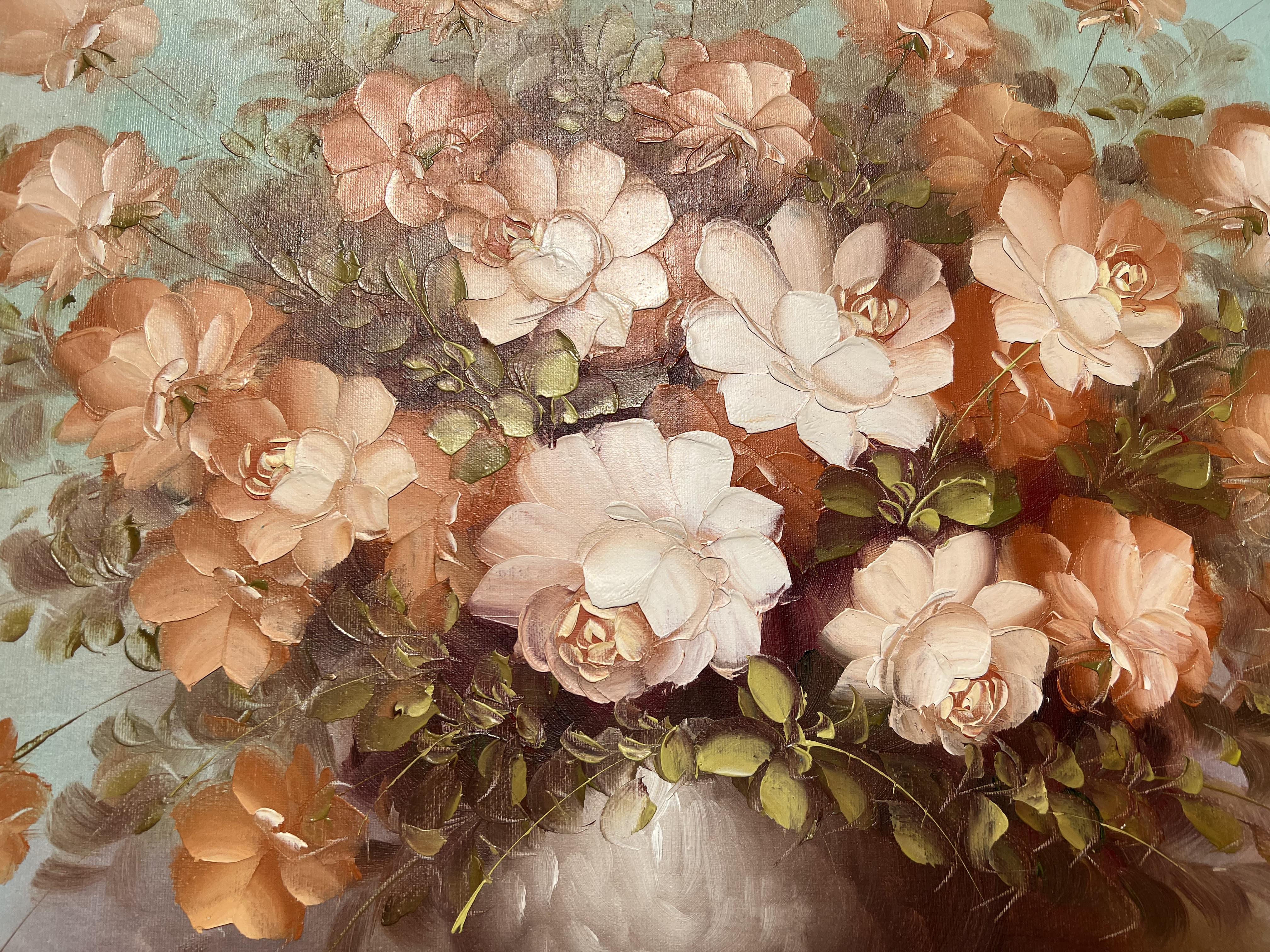 Artista quotato Robert COX (1934-2001) Pittura a olio su tela Natura morta, Fiori 3