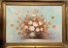 Vintage Listed Artist Robert Cox (1934-2001) Oil Painting on canvas Still life, Flowers