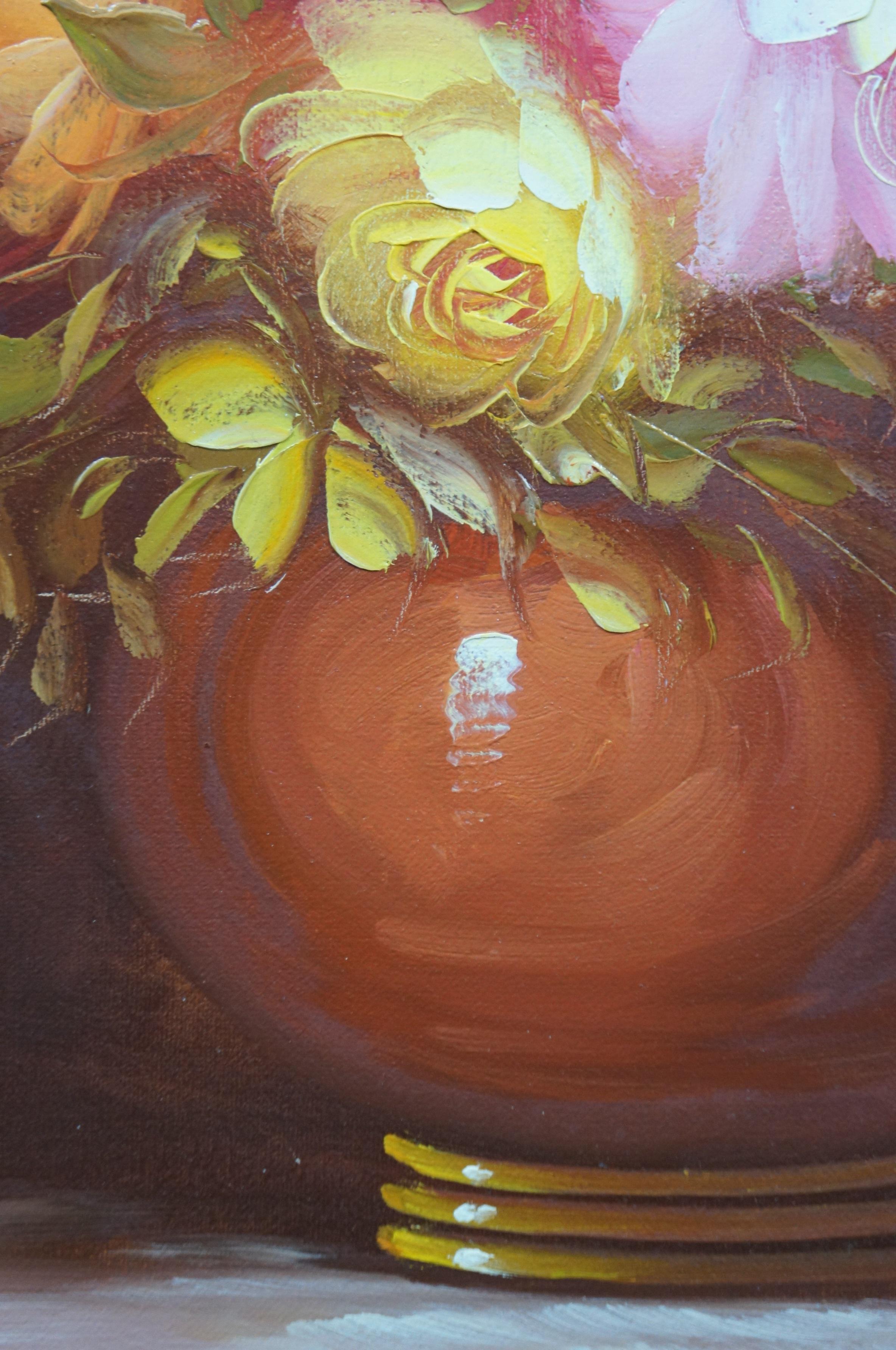 Blumenstrauß, Ölgemälde auf Leinwand, Robert Cox, Bontanisches Stillleben, Ölgemälde, 44