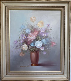Signed Floral Still Life Oil Painting Robert Cox (1934–2001) Vintage Framed Art