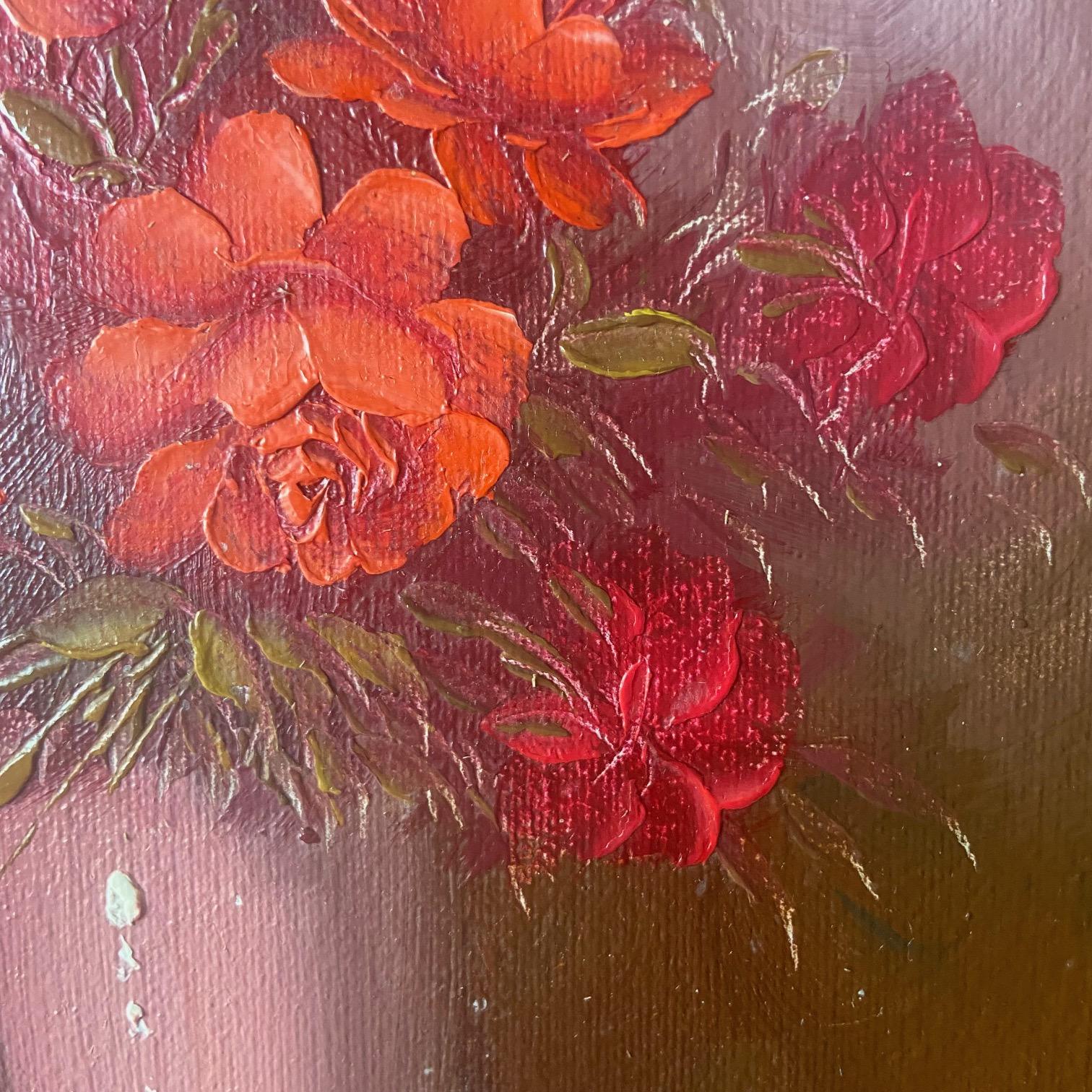 Robert Cox Still Life of a Vase of Red roses, circa 1970 In Good Condition For Sale In ASNIÈRES-SUR-SEINE, FR