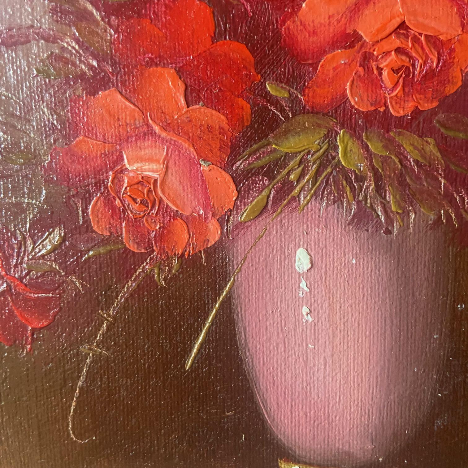 Late 20th Century Robert Cox Still Life of a Vase of Red roses, circa 1970 For Sale