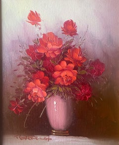 Robert Cox Still Life of a Vase of Red roses, circa 1970