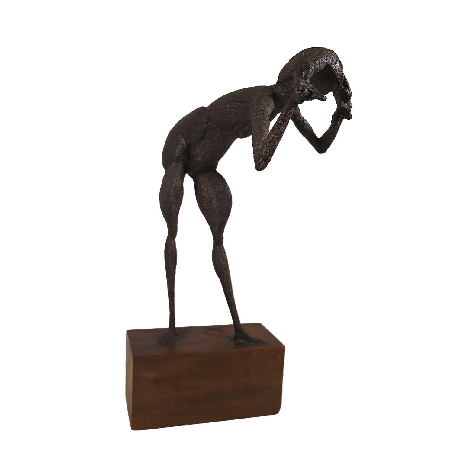 Figurative Abstract Sculpture of a young woman - Esther Robles Gallery label