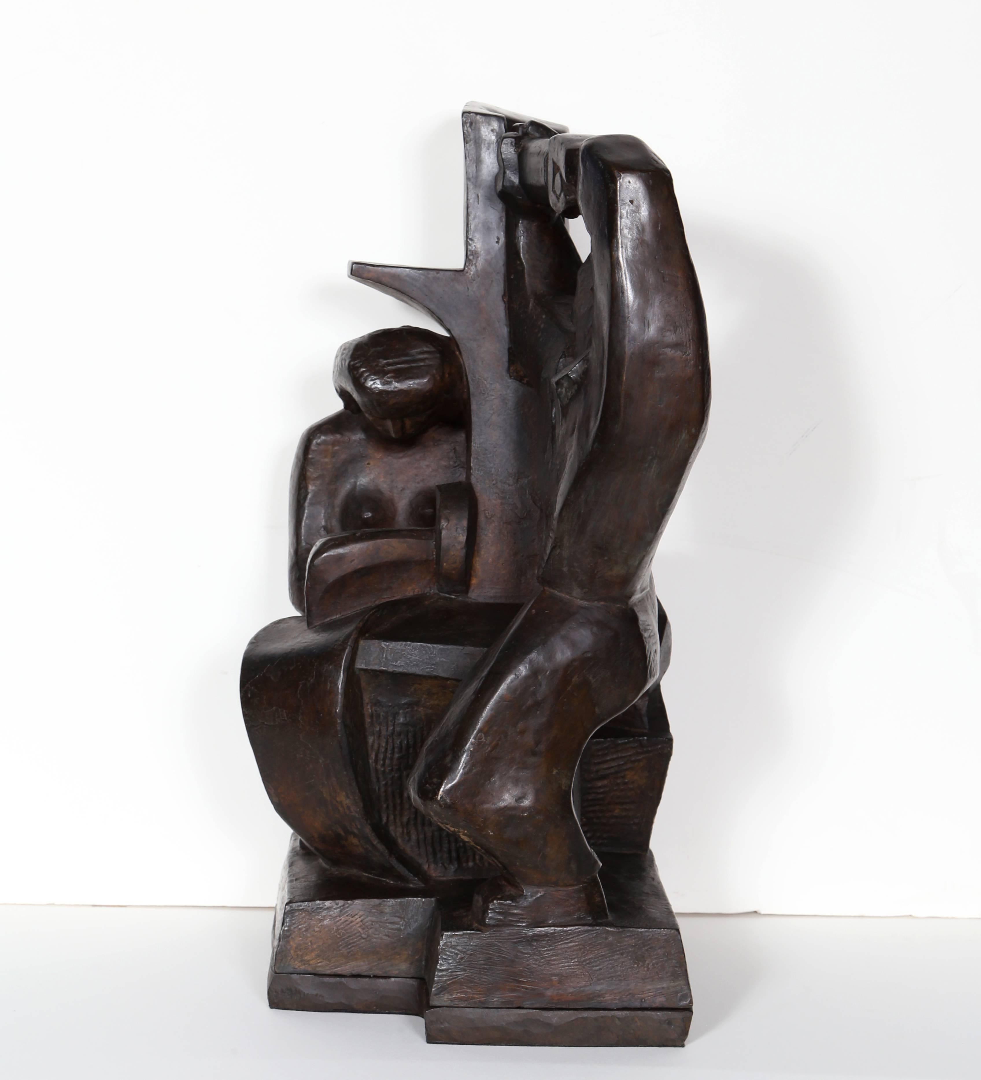 Construction & Garmentarbeiter, WPA Bronze von Robert Cronbach im Angebot 5