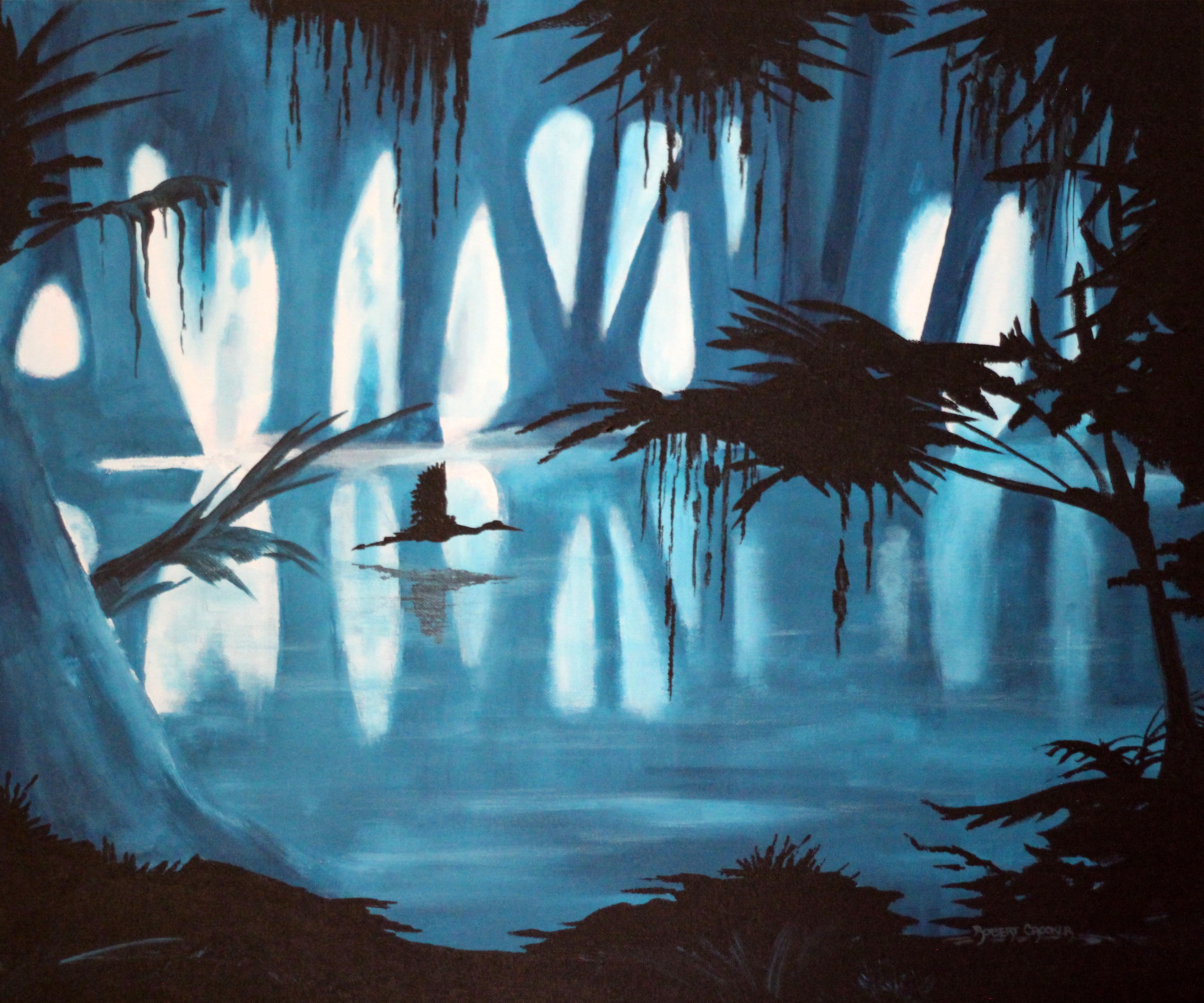 Robert Crooker Landscape Painting – Bayou, Original-Acrylgemälde, 2019